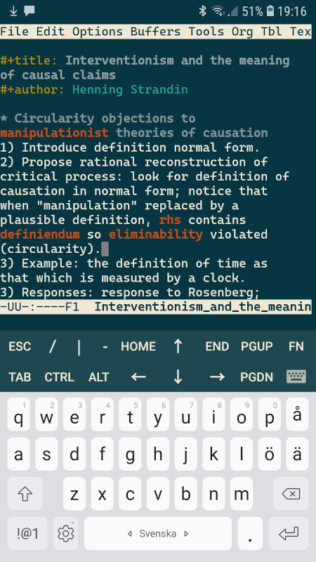 Image of Emacs with Org Mode on Android